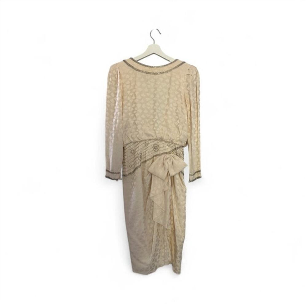 Vintage Lillie Rubin Beaded Off White Dress (see measurements)